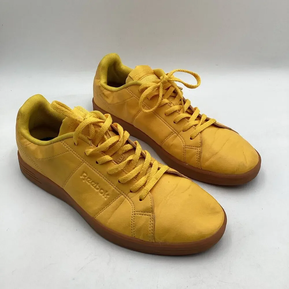 Reebok Royal Complete Sneakers, Yellow Leather Low Tops, Gum‎ Sole, Size 10